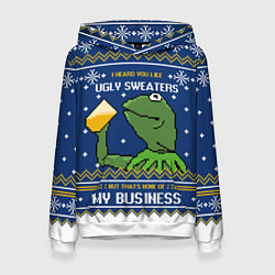 Толстовка-худи женская I heard you like ugly sweaters, цвет: 3D-белый