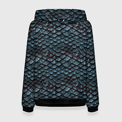 Толстовка-худи женская Dragon scale pattern, цвет: 3D-черный