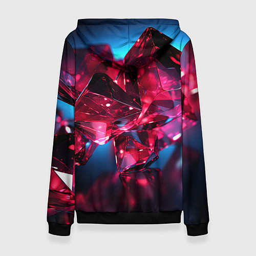 Женская толстовка Стеклянные красные камни / 3D-Черный – фото 2