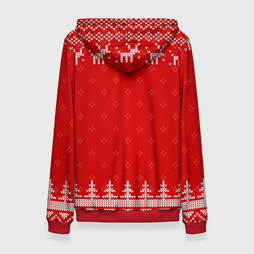 Женская толстовка Новогодняя Елизавета: свитер с оленями / 3D-Красный – фото 2