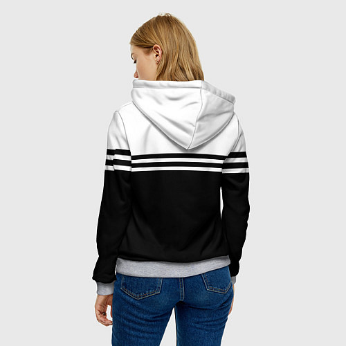 Женская толстовка Ливерпуль - черно-белый / 3D-Меланж – фото 4