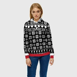 Толстовка-худи женская CS GO christmas sweater, цвет: 3D-красный — фото 2
