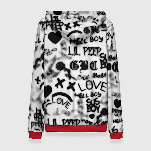 Женская толстовка Lil peep автограф / 3D-Красный – фото 2