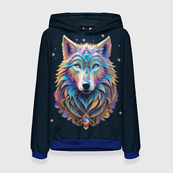 Толстовка-худи женская Звездный волк из далекой галактики, цвет: 3D-синий