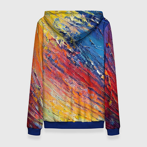 Женская толстовка Смешение масляных красок синий жёлтый красный живо / 3D-Синий – фото 2