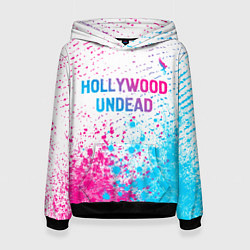 Толстовка-худи женская Hollywood Undead neon gradient style посередине, цвет: 3D-черный