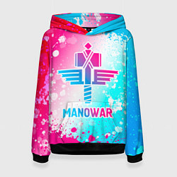 Толстовка-худи женская Manowar neon gradient style, цвет: 3D-черный