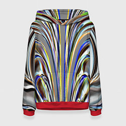 Толстовка-худи женская Струйчатый перламутровый узор, цвет: 3D-красный