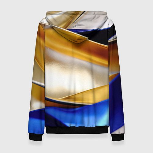 Женская толстовка Белая желтая синяя абстракция / 3D-Черный – фото 2