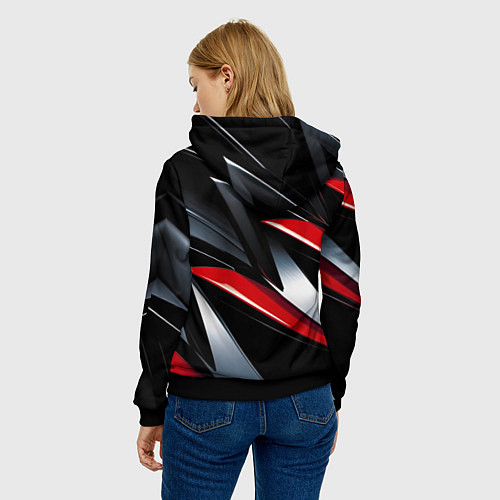 Женская толстовка Red black abstract / 3D-Черный – фото 4