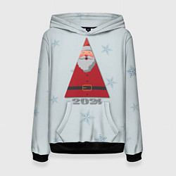 Толстовка-худи женская Санта 2024, цвет: 3D-черный
