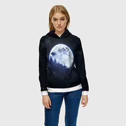 Толстовка-худи женская Рождественская ночь, цвет: 3D-белый — фото 2