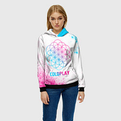 Толстовка-худи женская Coldplay neon gradient style, цвет: 3D-черный — фото 2