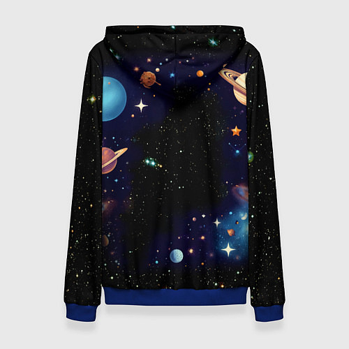 Женская толстовка Крутой котик в открытом космосе - нейросеть / 3D-Синий – фото 2