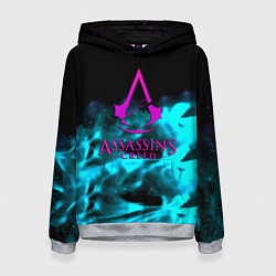 Толстовка-худи женская Assassins Creed flame neon, цвет: 3D-меланж