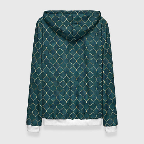 Женская толстовка Золотой узор на бирюзовом фоне / 3D-Белый – фото 2