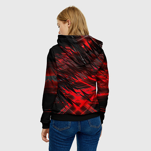 Женская толстовка Черно красные текстуры / 3D-Черный – фото 4