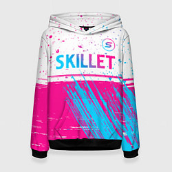 Женская толстовка Skillet neon gradient style посередине