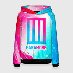 Женская толстовка Paramore neon gradient style