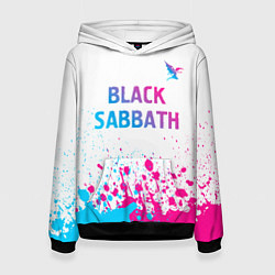 Женская толстовка Black Sabbath neon gradient style посередине