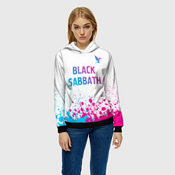 Толстовка-худи женская Black Sabbath neon gradient style посередине, цвет: 3D-черный — фото 2