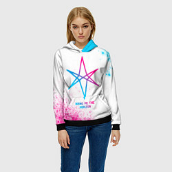 Толстовка-худи женская Bring Me the Horizon neon gradient style, цвет: 3D-черный — фото 2