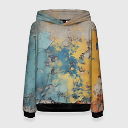 Толстовка-худи женская Гранжевая стена с краской, цвет: 3D-черный