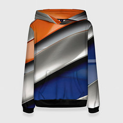 Толстовка-худи женская Разноцветные полоски, цвет: 3D-черный