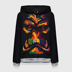 Толстовка-худи женская Морда гориллы поп-арт, цвет: 3D-меланж