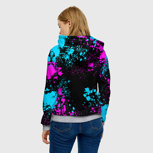 Женская толстовка Chicken gun - neon / 3D-Меланж – фото 4