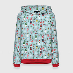 Женская толстовка Новогодние акварельные гномы