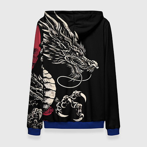 Женская толстовка Japanese dragon - irezumi - art / 3D-Синий – фото 2