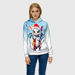 Толстовка-худи женская Забавный новогодний дракончик, цвет: 3D-белый — фото 2