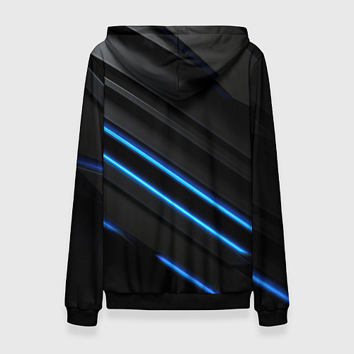 Женская толстовка Синие неоновые линии на черном / 3D-Черный – фото 2