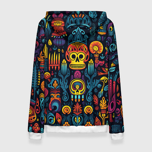 Женская толстовка Паттерн в мексиканском фолк-стиле / 3D-Белый – фото 2