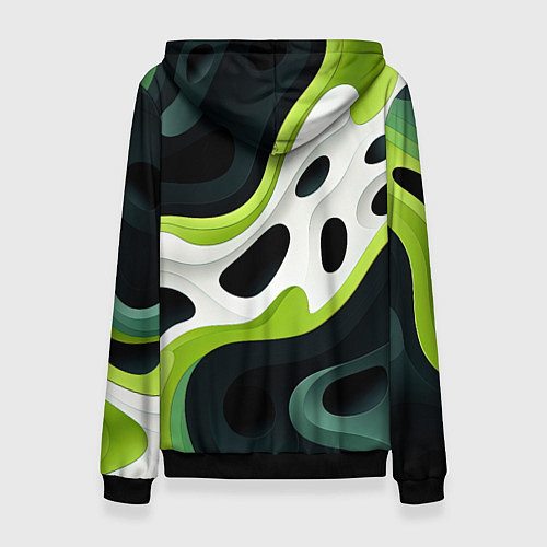 Женская толстовка Белая вязкая текстура на зеленой / 3D-Черный – фото 2
