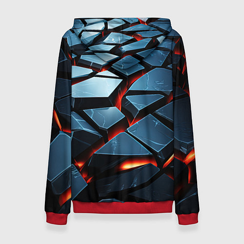 Женская толстовка Абстрактные плиты с оранжевым светом / 3D-Красный – фото 2