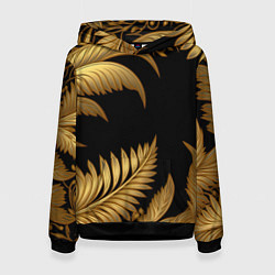 Женская толстовка Золотые объемные листья узоры