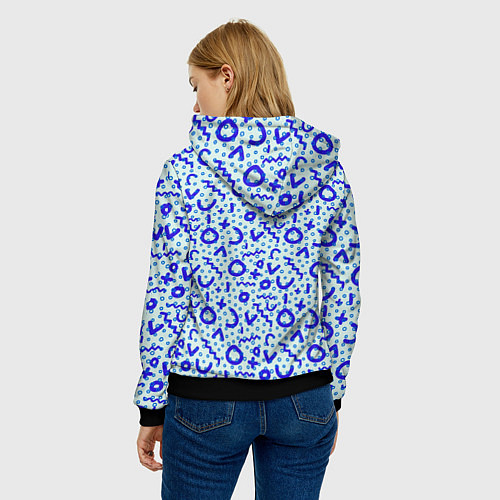 Женская толстовка Синие каракули / 3D-Черный – фото 4