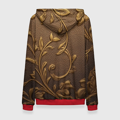 Женская толстовка Золотые объемные узоры абстракт / 3D-Красный – фото 2