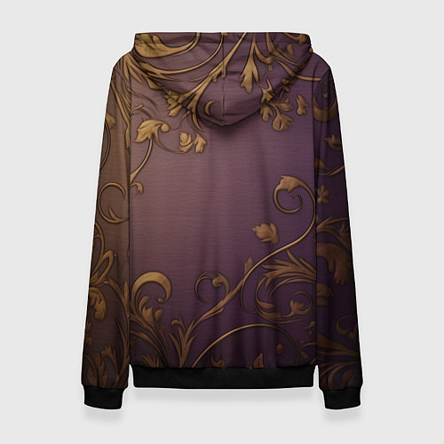 Женская толстовка Золотистые узоры на фиолетовом фоне / 3D-Черный – фото 2