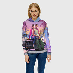 Толстовка-худи женская Jason & Lucia - GTA 6 official art, цвет: 3D-меланж — фото 2