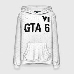 Толстовка-худи женская GTA 6 glitch на светлом фоне посередине, цвет: 3D-белый