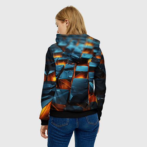 Женская толстовка Темные плитки в лаве / 3D-Черный – фото 4