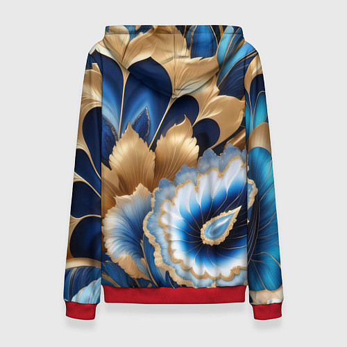 Женская толстовка Королевский синий с золотом / 3D-Красный – фото 2