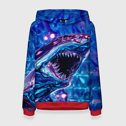 Толстовка-худи женская Фиолетовая акула, цвет: 3D-красный