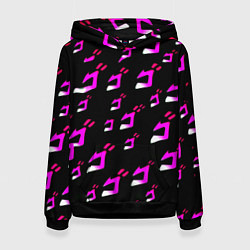 Толстовка-худи женская JoJos Bizarre neon pattern logo, цвет: 3D-черный
