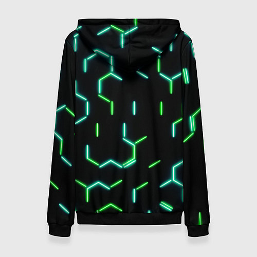 Женская толстовка Зеленые неоновые неполные гексагоны / 3D-Черный – фото 2