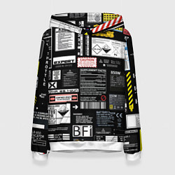 Толстовка-худи женская Инженерные шильдики, цвет: 3D-белый