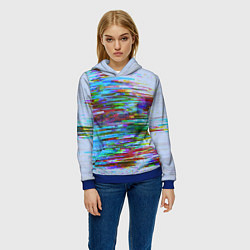 Толстовка-худи женская Синий и красный глитч, цвет: 3D-синий — фото 2
